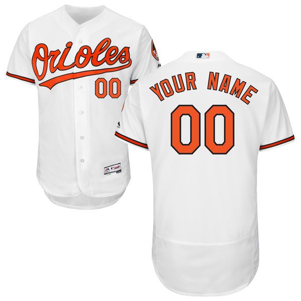 Men Baltimore Orioles Majestic Home White Flex Base Authentic Collection Custom MLB Jersey